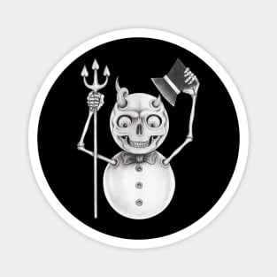 Snowman demon smiley drawing christmas skeleton. Magnet